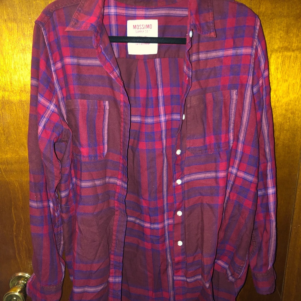Red and Blue Flannel Button Up